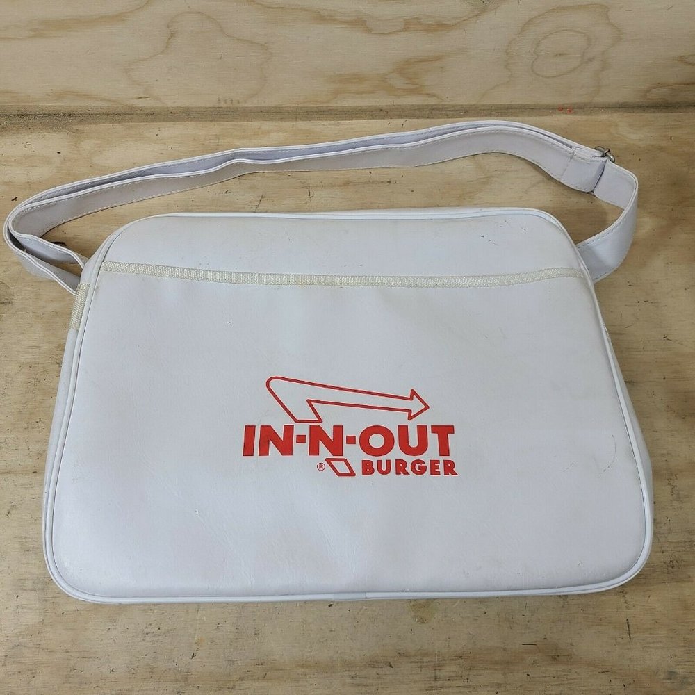 In N Out Tote Bag faux White Leather Collectible Advertising Hard to Find‎